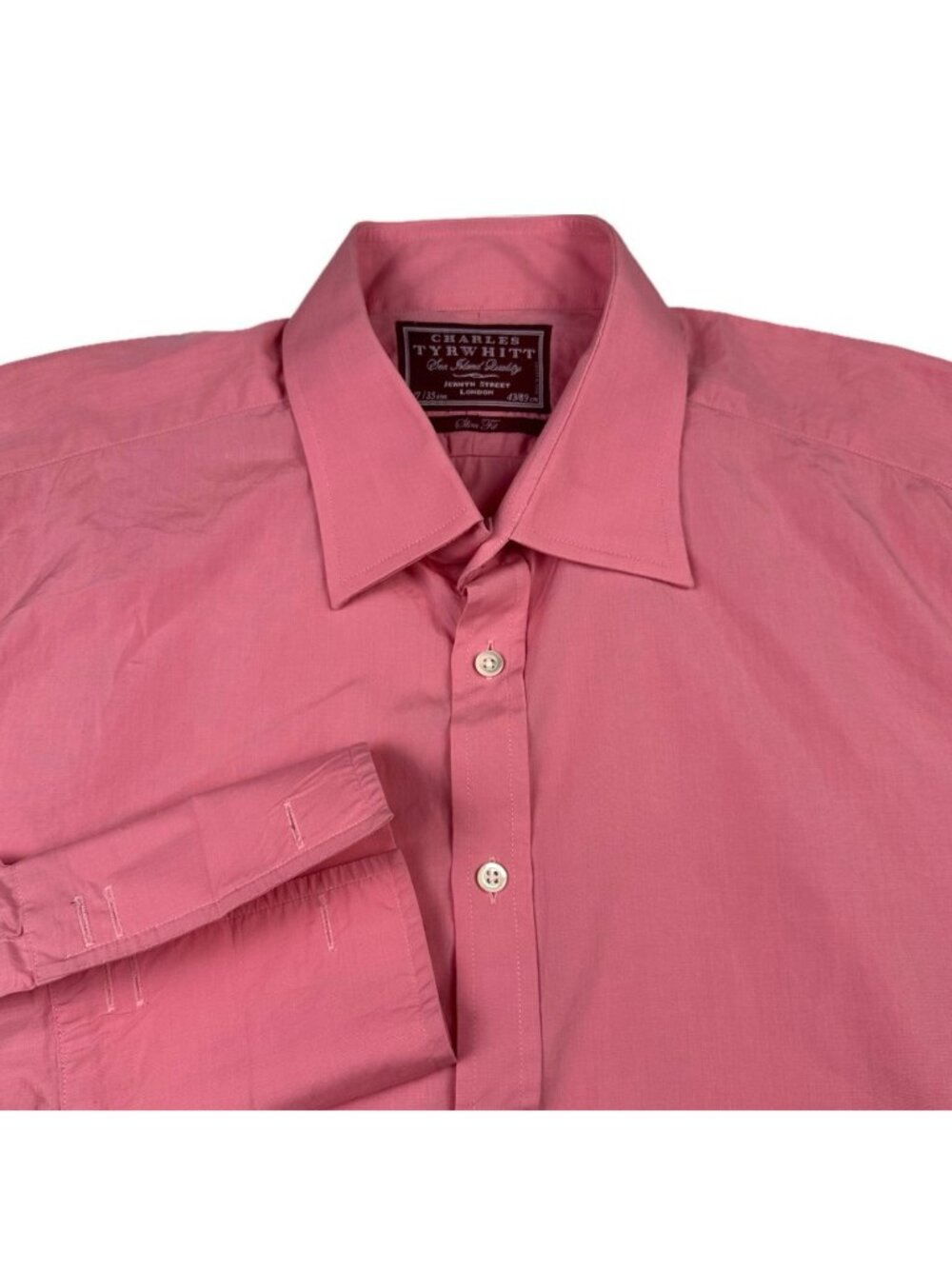 Charles Tyrwhitt french cuff shirt Pink Slim Fit 17 -35